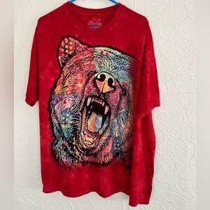 The Mountain T Shirt Pop Art Bear Alaska Tie Dye Red Mens XL DEAN RUSSO